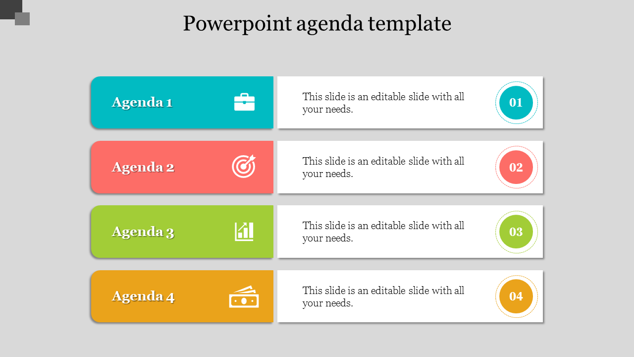 Fabulous PowerPoint agenda template presentation slide